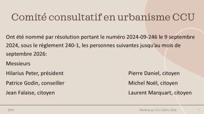 Comité consultatif en urbanisme (CCU) 2024-26